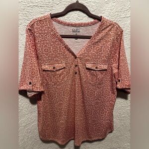 Croft & Barrow  orange print top in XL